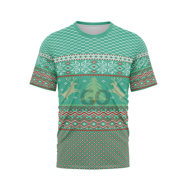 Ugly Christmas Sweater Reindeer Snowflakes Unisex Shirts