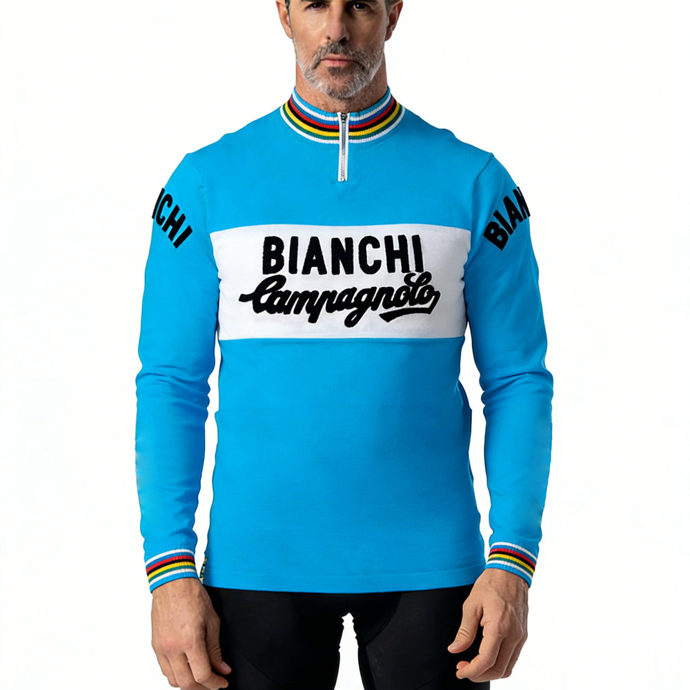 1973 Bianchi Wool Long Sleeve Cycling Jersey L