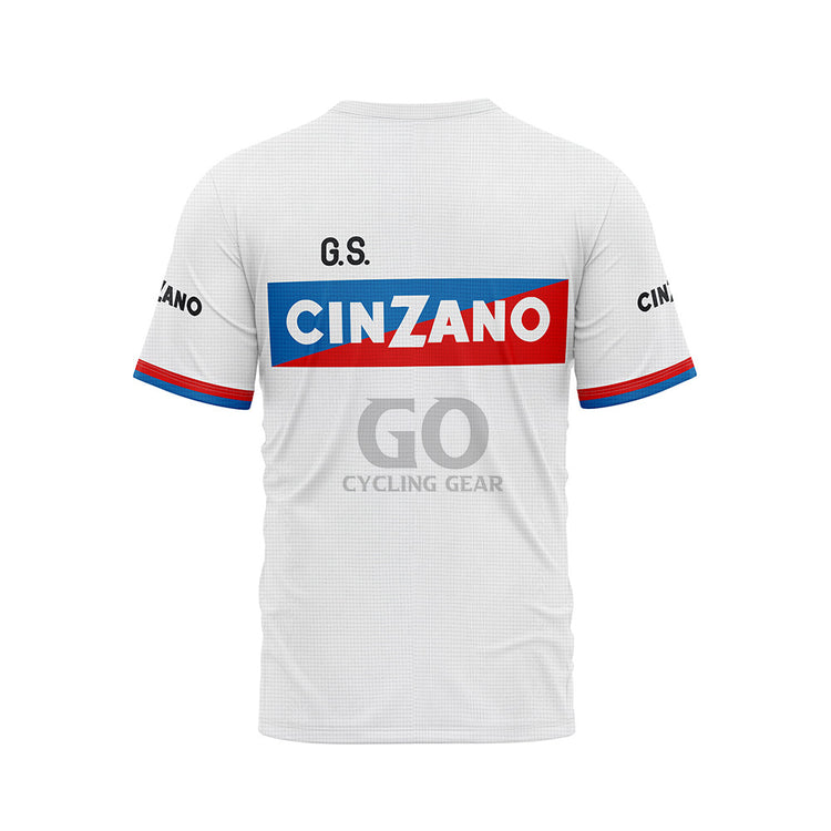 G.S. Cinzano Retro Short Sleeve Cycling T-Shirt Yellow Black White
