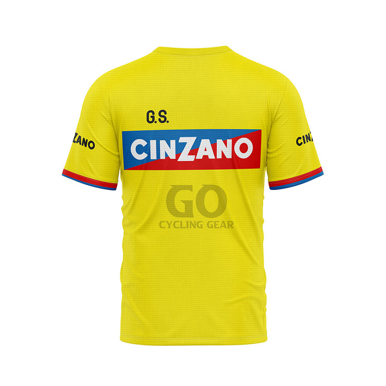 G.S. Cinzano Retro Short Sleeve Cycling T-Shirt Yellow Black White