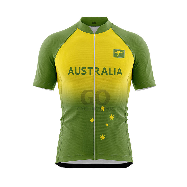 Men's Australia Green Gold Gradient Cycling Jersey