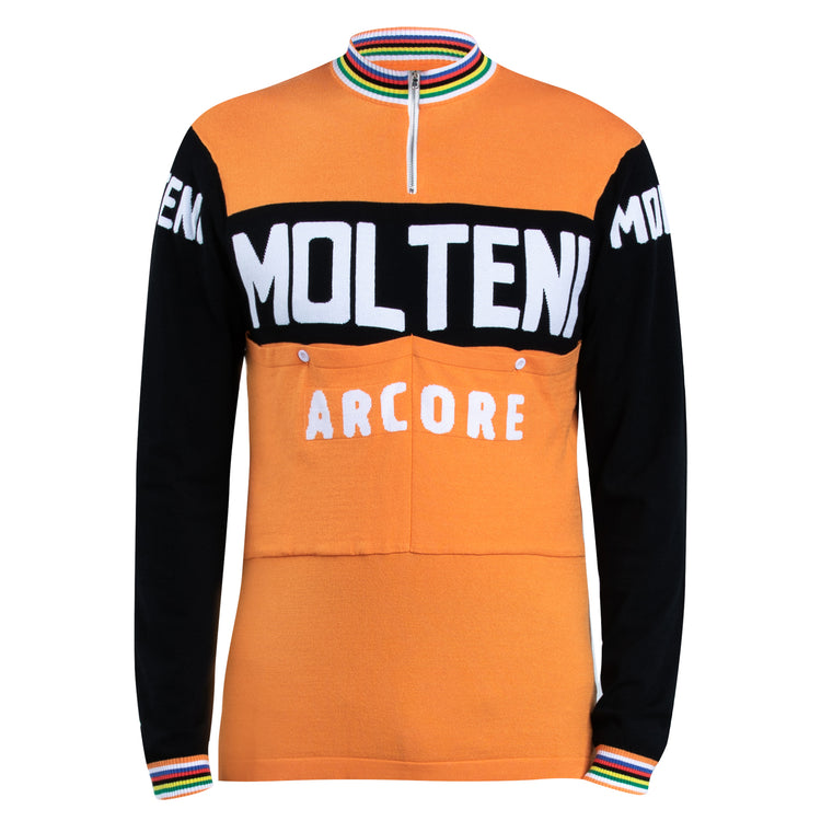 Maillot de cyclisme rétro en laine orange Molteni Arcore