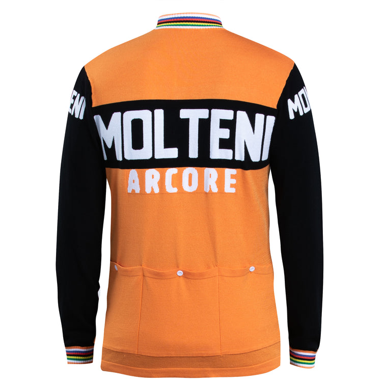 Maillot de cyclisme rétro en laine orange Molteni Arcore