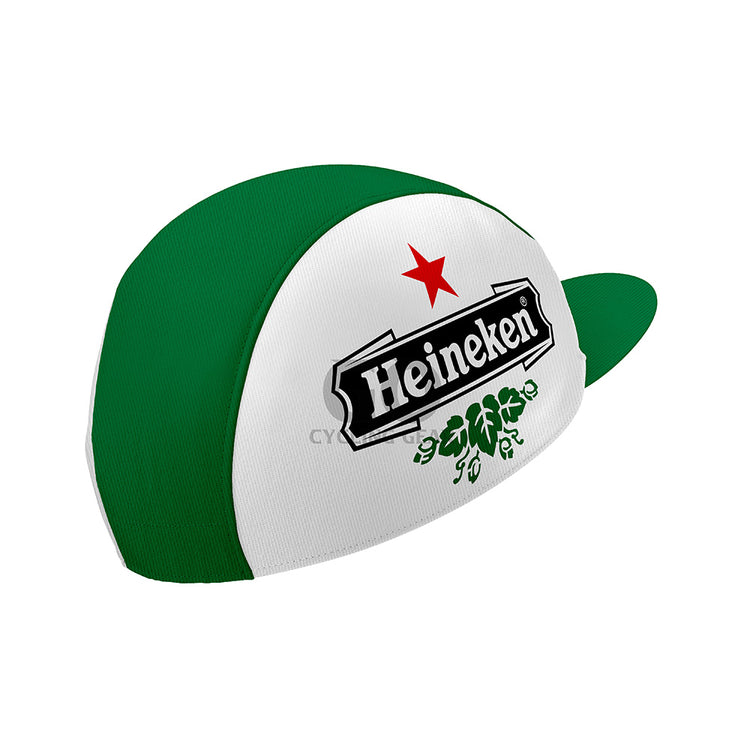 Green and white cap with Heineken logo on a white background