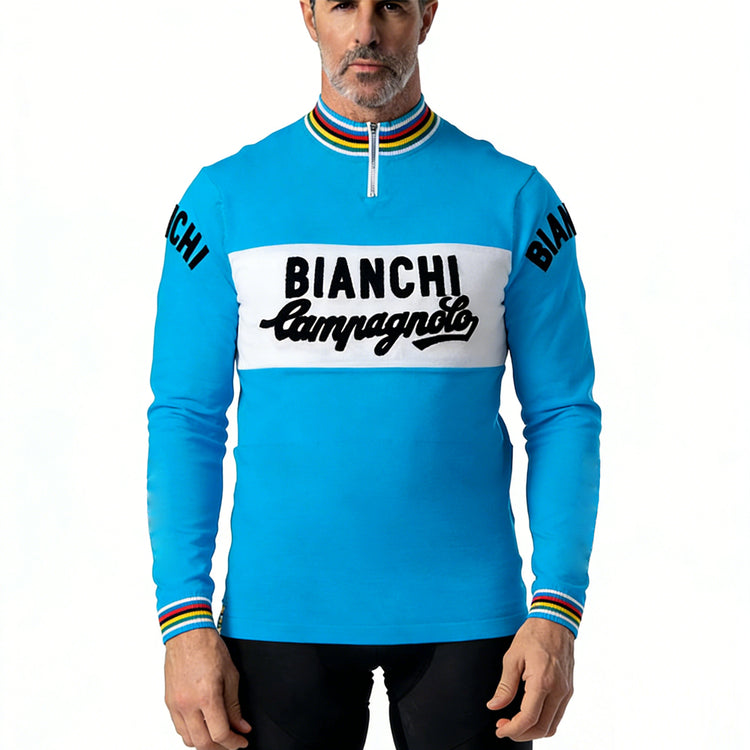 Maillot de cyclisme rétro en laine mérinos Molteni