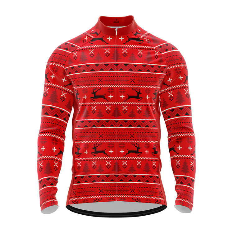 Men's Ugly Christmas Sweater Long Sleeve Cycling Jersey