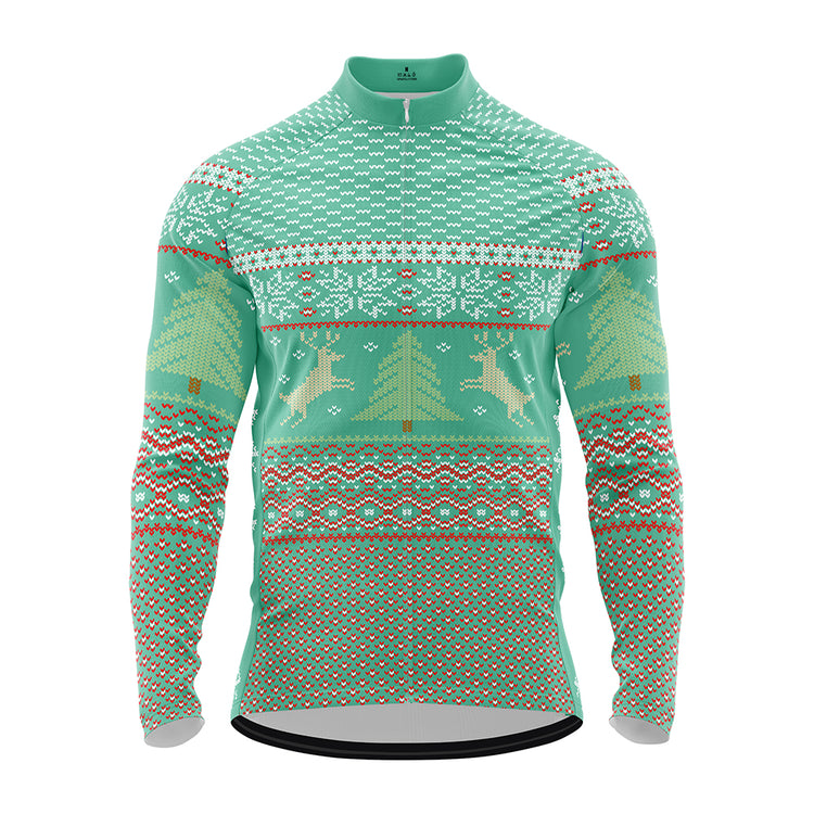 Men's Ugly Christmas Sweater Long Sleeve Cycling Jersey