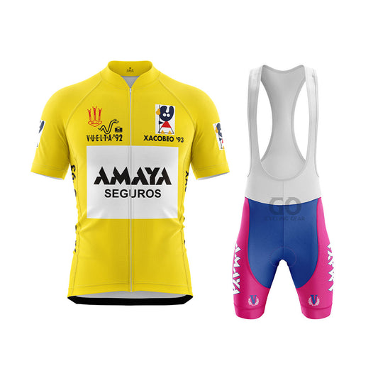 Amaya Seguros Team Retro Cycling Kits 1993 Yellow
