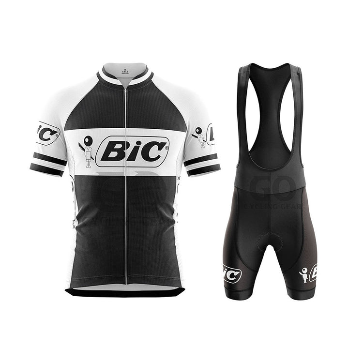 BIC Black Short Sleeve Retro Cycling Kits
