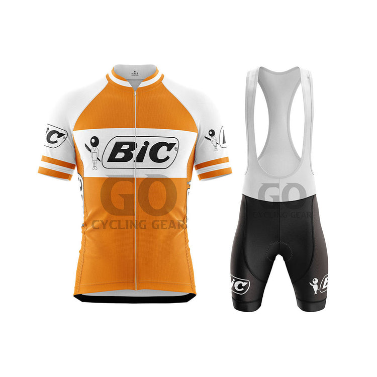 BIC Orange Short Sleeve Retro Cycling Kits