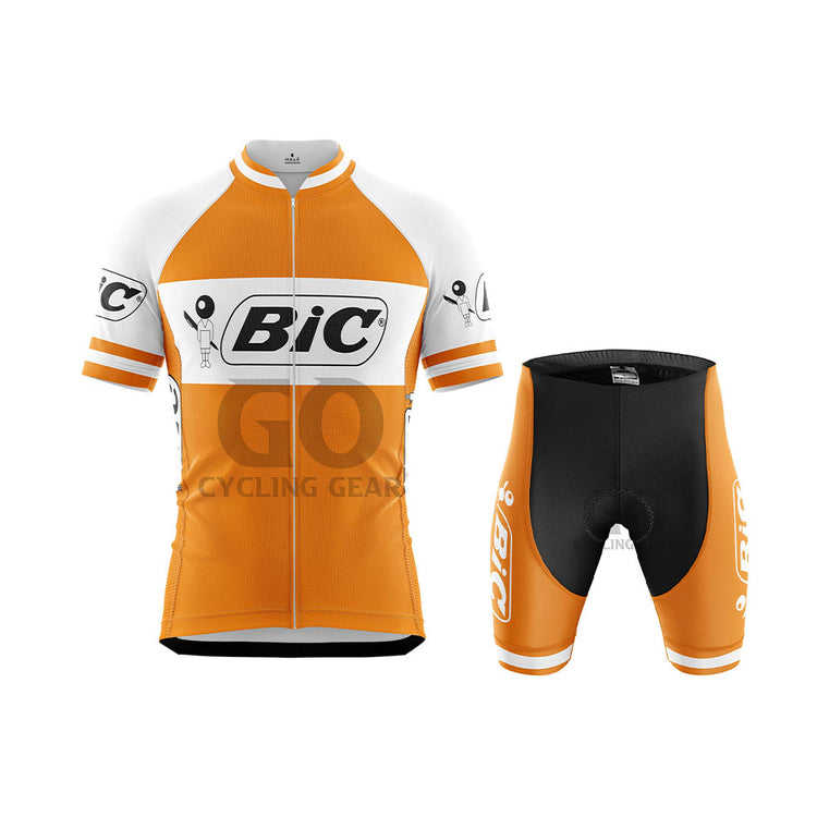 BIC Orange Short Sleeve Retro Cycling Kits