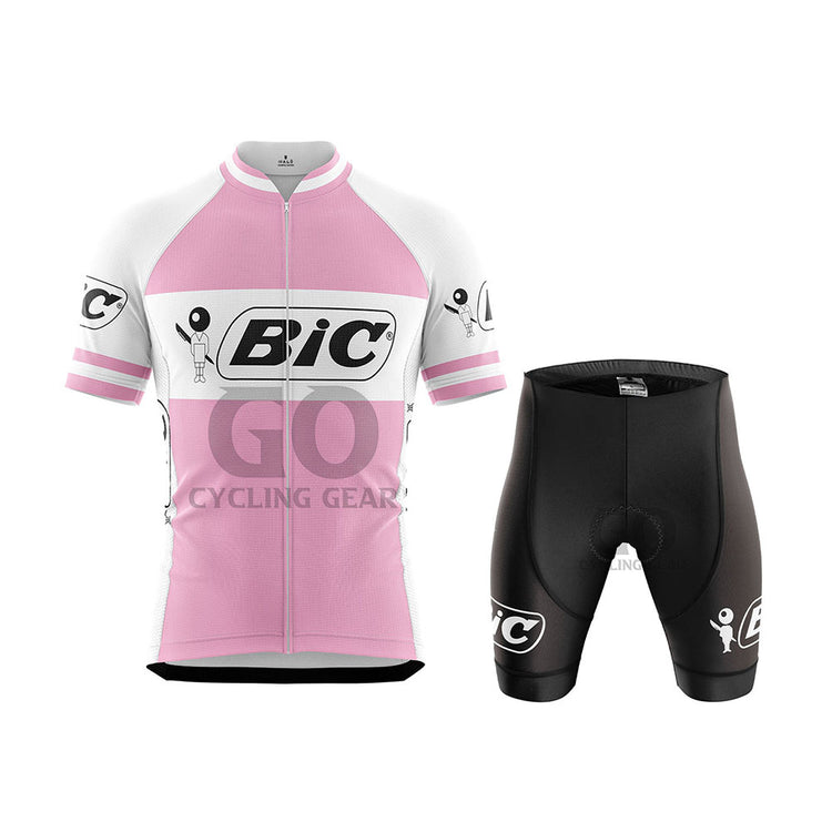 BIC Pink Short Sleeve Retro Cycling Kit