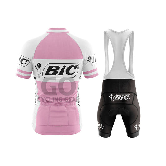 BIC Pink Short Sleeve Retro Cycling Kit