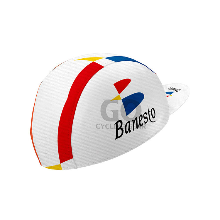 1995 Colorful bicycle helmet with 'Banesto' branding on a white background