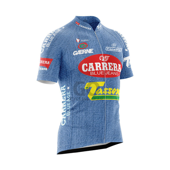 Gants De Cyclisme Vintage Carrera Jeans-Tassoni Années 90 - Chiappucci - Taille L/XL - Bleu - Occasion En Bon état