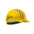 Classic Clement Yellow cycling cap withItalian flag colors stripes