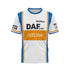 Front view of a white, blue, and orange T-shirt. The chest features prominent black 'DAF trucks' and 'COTE D'OR' logos on an orange stripe. 'GAZELLE' is above DAF. Blue panels run down the sides and on the sleeves, which also show 'COTE D'OR' text