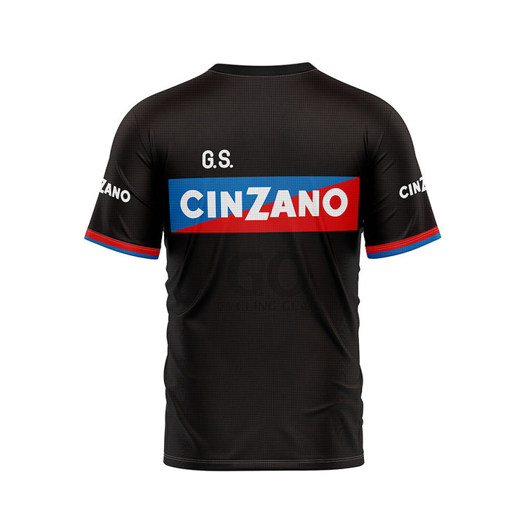 G.S. Cinzano Retro Short Sleeve Cycling T-Shirt Yellow Black White
