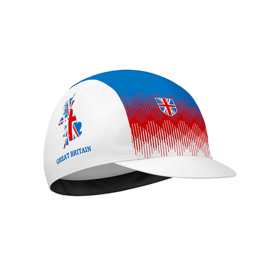 Great Britain cycling cap with Union Jack and map outline.