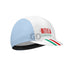Cycling cap with 'La Mitica' and 'Fausto Coppi' branding on a white background