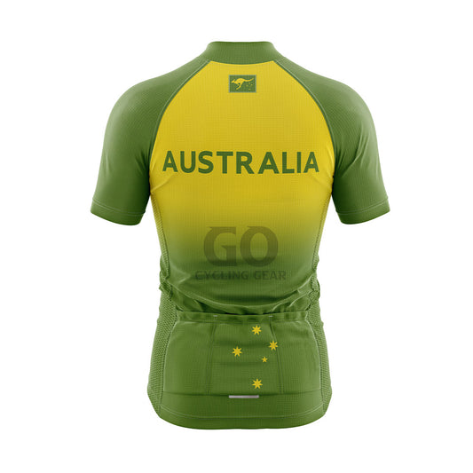 Men's Australia Green Gold Gradient Cycling Jersey