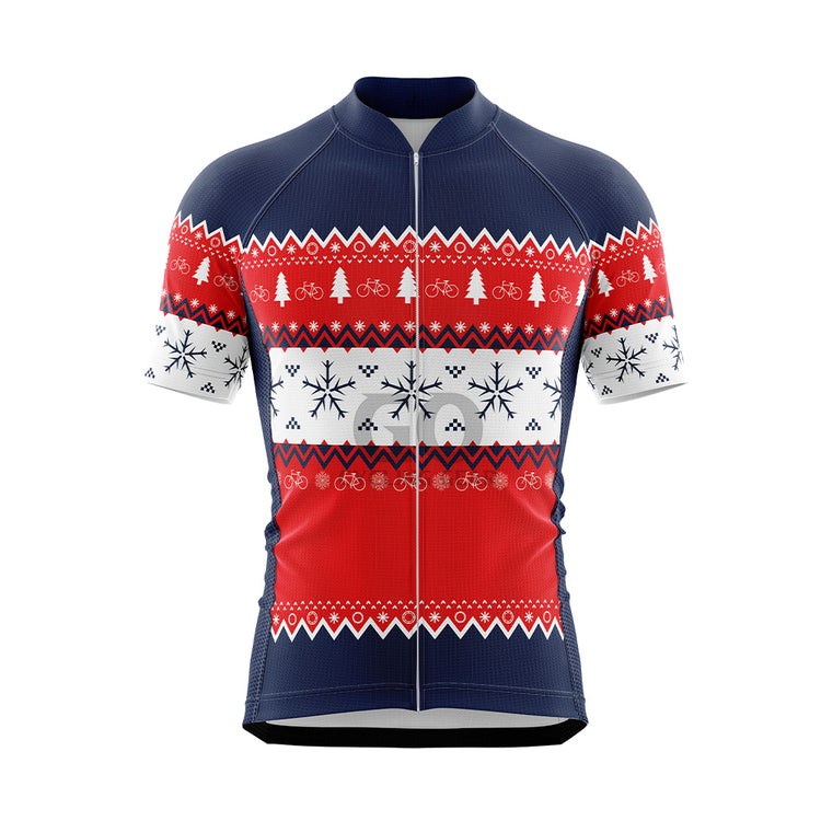 Men's Ugly Christmas Sweater Short Sleeve Cycling Jersey