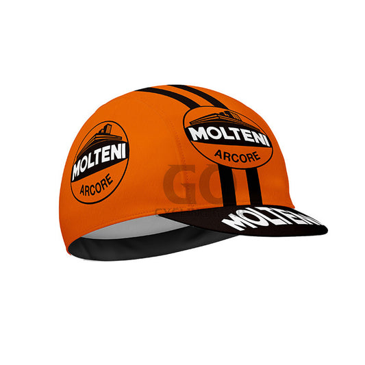 Orange cycling cap with Molteni Arcore branding Vintage Cycling Hat