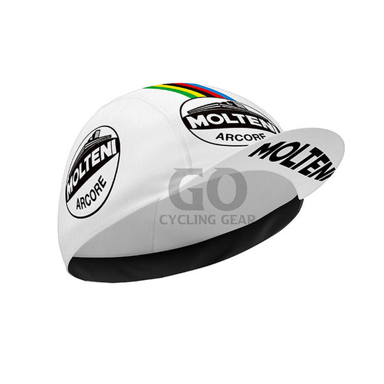 Cycling cap with Molteni Arcore branding on a white background