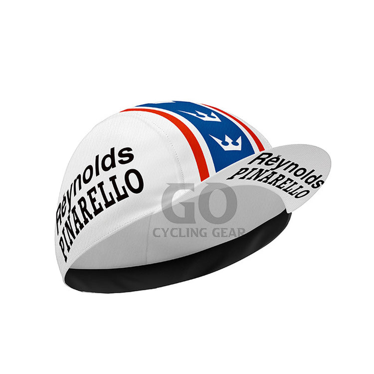 Cycling cap with Reynolds Pivarello branding on a white background