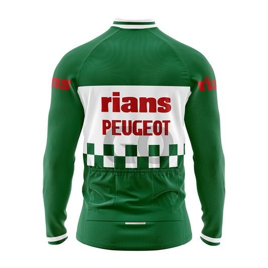 Rians Peugeot Retro Long Sleeve Cycling Jersey Green