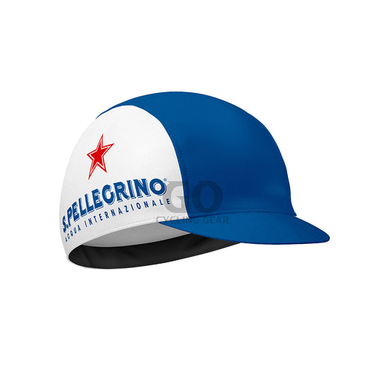 Blue and white cap with a red star and San Pellegrino