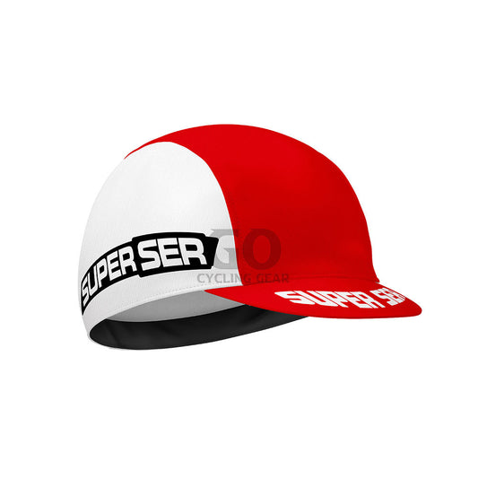 Luis Ocana Red and white cycling cap with 'Super Ser' branding