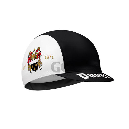 Black and white cap with Duvel  text Unisex Duvel Beer Cycling Cap Black