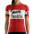 Close-up of Mars Flandria retro cycling jersey featuring "Mars" and "Flandria" graphics on the front panel.