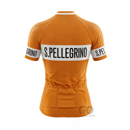 San Pellegrino women's retro cycling jersey back view, classic Italian team livery, vintage cycling apparel for wome