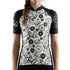 Close-up of Ride Repeat cycling jersey showing repeated "Ride" text pattern in minimalist design on the front panel.